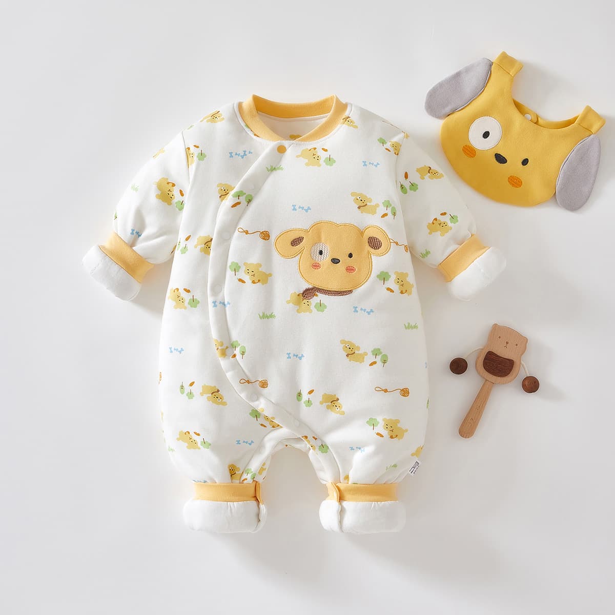 Baby Onesie Cotton Padded Winter Thickened Cotton Jacket Romper for Boys and Girls Autumn and Winter Seamless