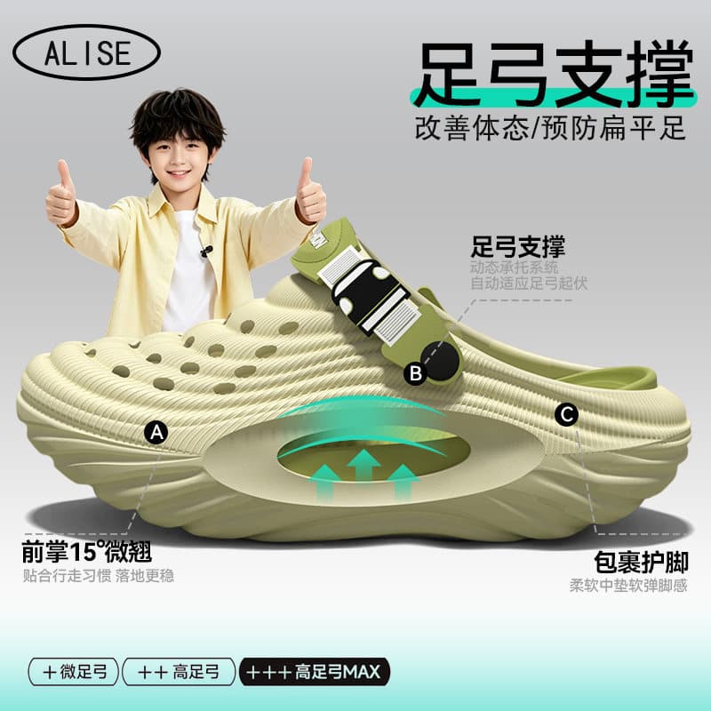 Arch Support Children's Croc Shoes Boys 2026 New Summer Outerwear Thick Soled Wear-Resistant Non-Slip Boys Sandals