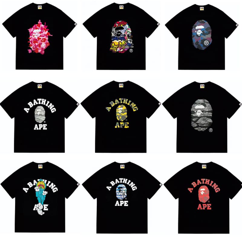 Cross-border BAPE T-Shirt Summer Ape Head Camo Short Sleeve Round Neck T-Shirt Unisex Japanese Streetwear