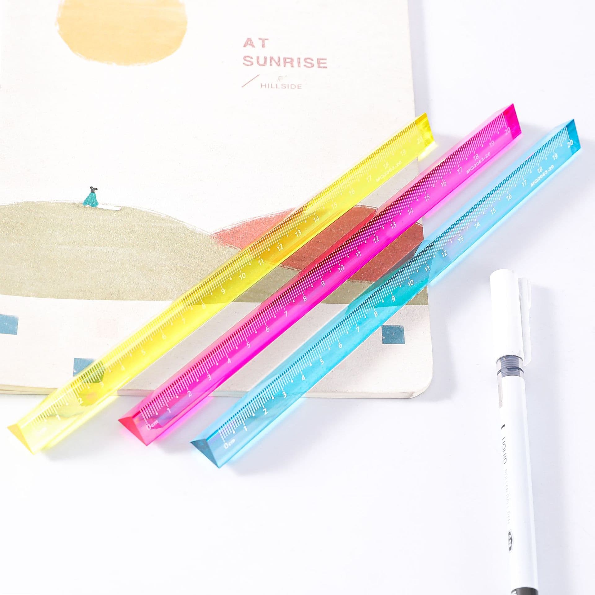 Mingqiang Cross-Border Acrylic Full-Color Dazzling Large Triangular Ruler, Triangle Ruler, Straight Ruler, Student Office Drawing and Measuring Tool