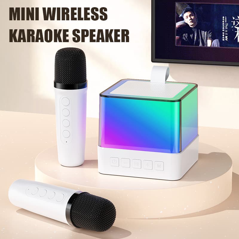 Mini wireless Bluetooth speaker home KTV colorful atmosphere light microphone karaoke audio microphone desk lamp all-in-one machine
