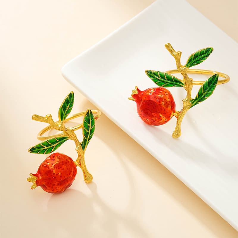 Cross-border Creative Pomegranate Napkin Ring Hotel Table Napkin Holder Painted Simulated Fruit Napkin Clip Source Factory