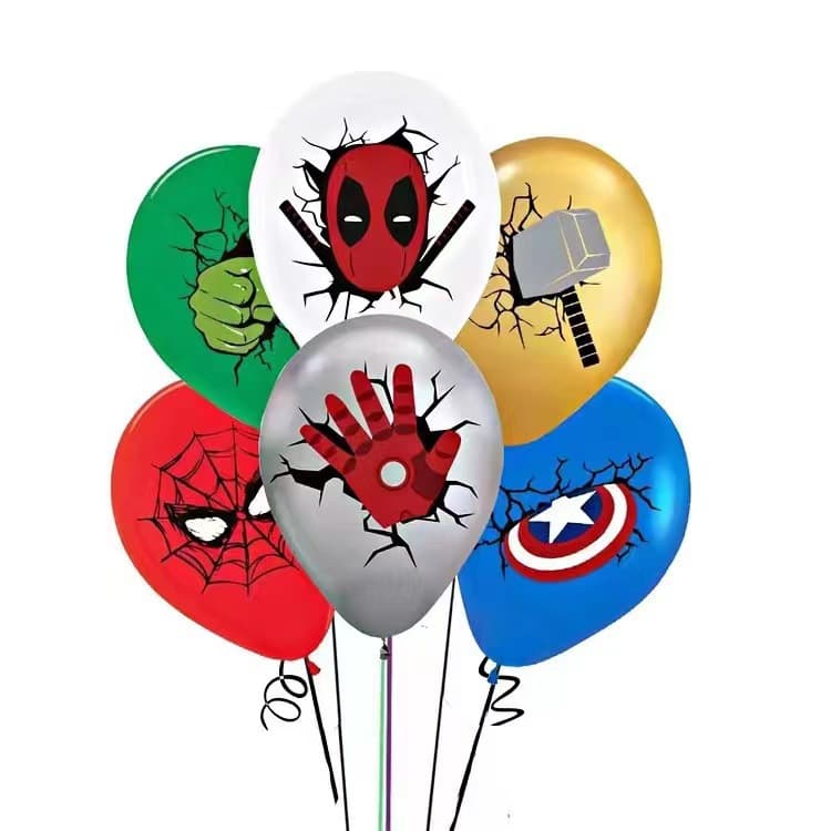 Avengers Theme 12-inch Latex Balloon Set Captain America Spider-Man Thor Hulk