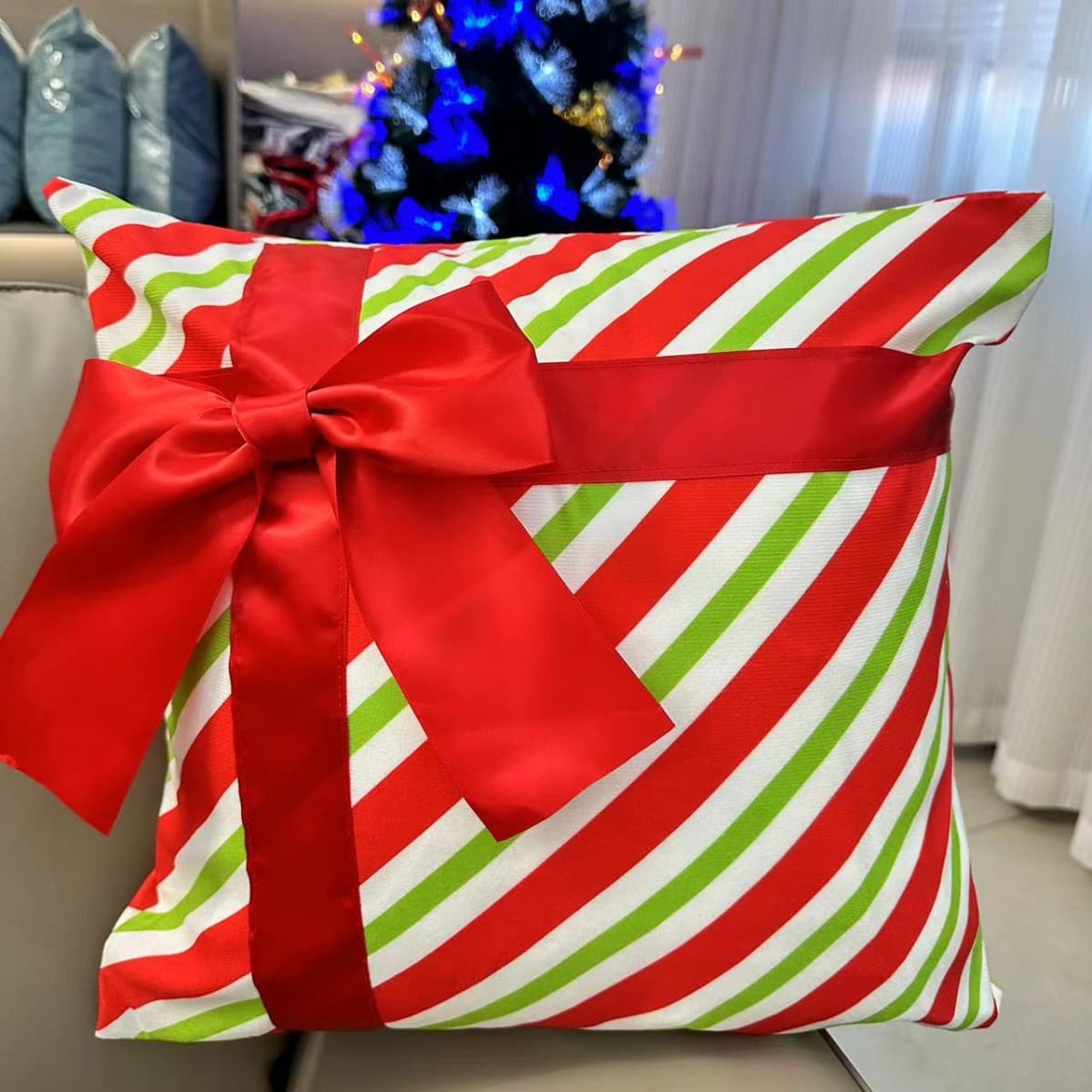 Cross-Border Gift Box Bow Holiday Home Decorative Throw Pillow Cover Cushion Sofa Christmas Tree Nordic