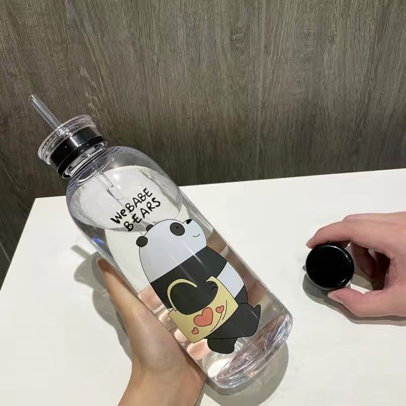 Cute Cartoon Large-Capacity Plastic Straw Cup Creative Portable Water Bottle Heat-Resistant Unisex Stylish Tumbler