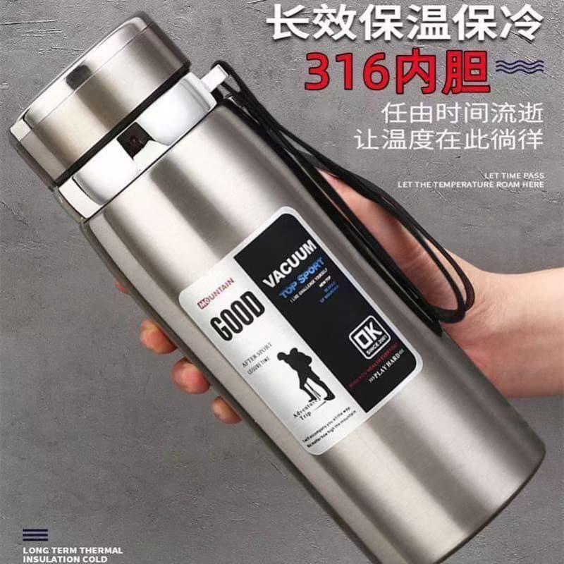 Large capacity 316 stainless steel insulated cup for men and women portable car kettle student water cup outdoor tea cup without