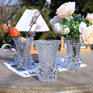BOHEMIA Style Crystal Glass Bedside Table Small Vase, Vintage Exquisite Dresser High-End European