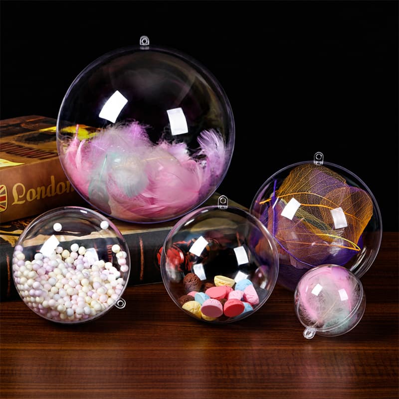 Factory Wholesale PS Christmas Balls Transparent Acrylic Hollow Spheres Festive Hanging Ornaments Openable Plastic Balls