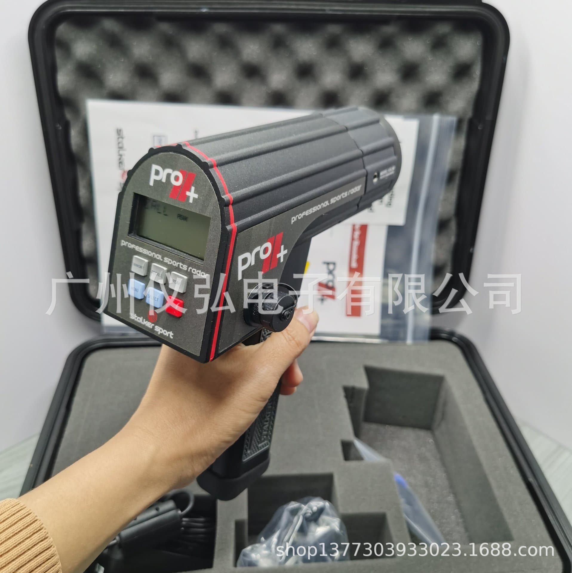 American Stalker Pro II+ handheld radar speedometer for vehicle ball speed measurement