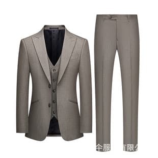 2026 New Peak Lapel Men's Suit Set Korean Casual Men's Wedding Photo Slim Fit Men's Suit Three-Piece Set