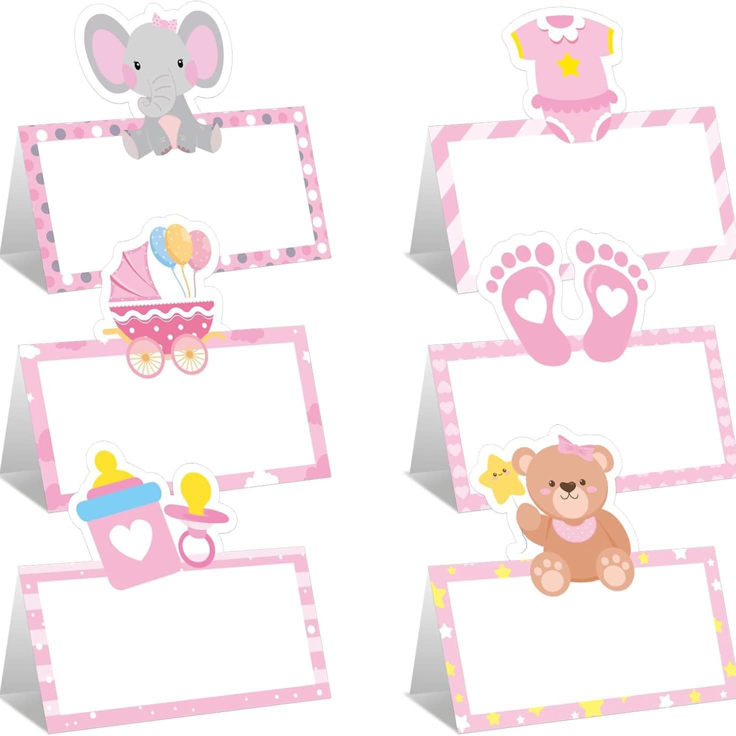 Pink Elephant Party Newborn Baby Pink Seat Card Girl Baby Shower Birthday Party Supplies