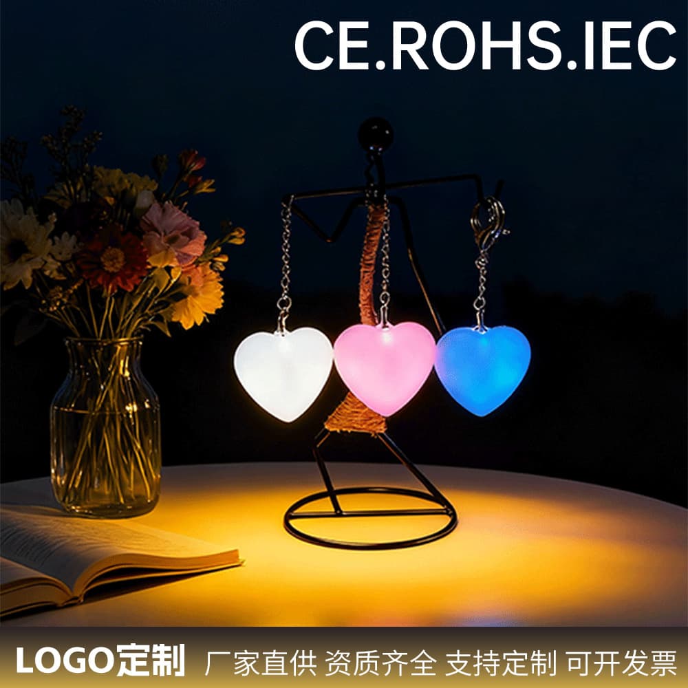 Cross-border Heart-shaped LED Light Touch Sensor Handbag Light Keychain Pendant Luminous Gift Heart-shaped Night Light
