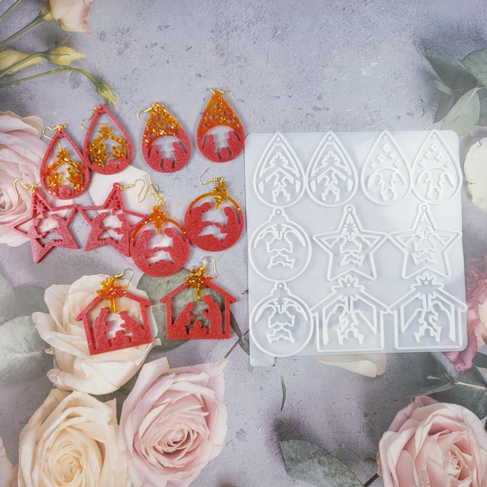 Z0055 Nativity Scene Earring Mold Crystal Epoxy Silicone Mold DIY Decoration Silicone Mold