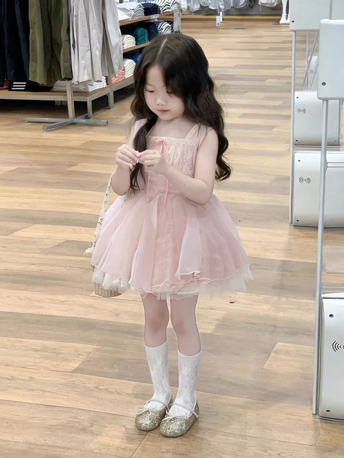 Girls Pink Lolita Dress Summer Princess Dress Children Mesh Tulle Puffy Dress Birthday Gown