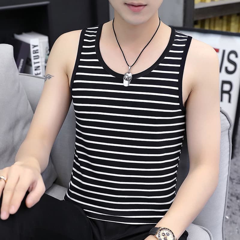 Hot Sale Men's Striped Vest 2025 New Style Sports Fitness Sleeveless Vest Wholesale Price Cheap Export