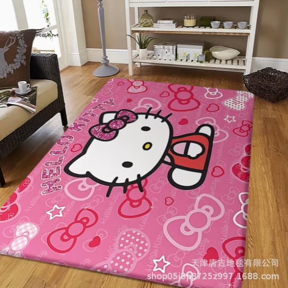 Cross-Border Amazon Hot Selling Hello Kitty Living Room Large Area Full Carpet, Stain-Resistant Durable Mat, Bedroom Bedside Rug
