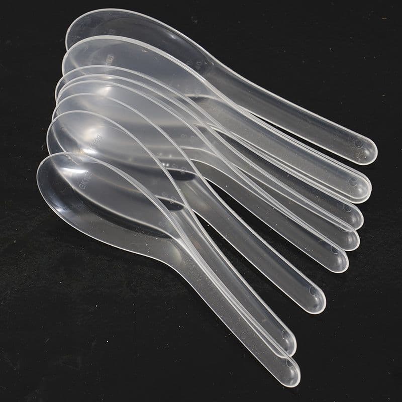 Disposable plastic soup spoons for commercial takeaway packaging, fast food rice spoon, thickened teaspoon, and small spoon wholesale