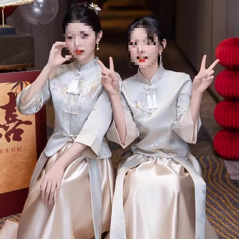 Chinese-style Bridesmaid Dress 2026 New Unique Wedding Sister Group Horse Face Skirt Suit Autumn Winter Wearable Daily