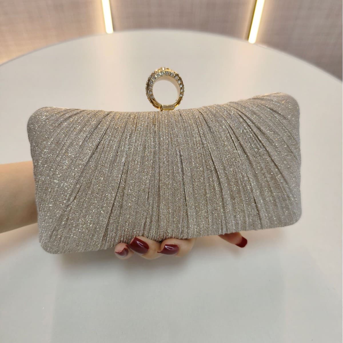 New Pleated Evening Clutch Bag, Daily Simple Evening Bag, Women's Luxury Banquet Bag, Single Shoulder Crossbody Pleated Bag