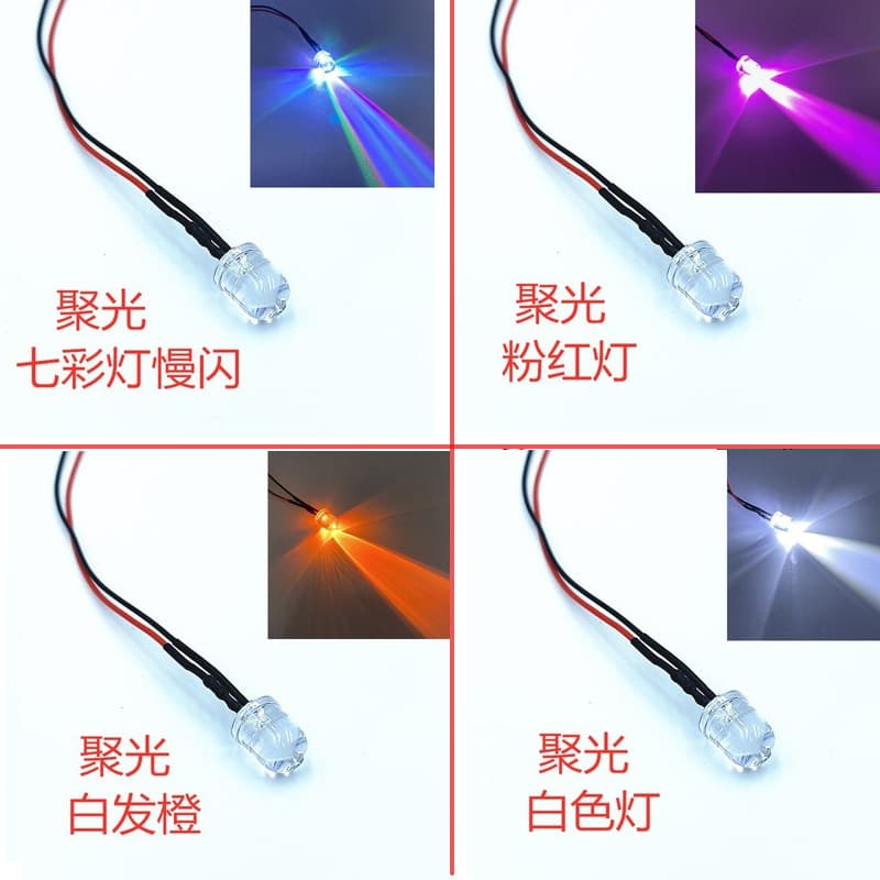 10mm LED Light Bead 220V Ultra Bright LED Signal Indicator 5V 6V 12V 24V with Wire 20CM