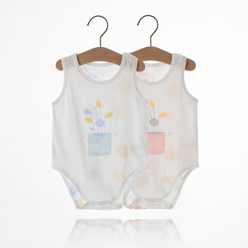 Baby Summer Sleeveless Vest Bodysuit, Pure Cotton Thin Style, Newborn Baby Boy Romper, Girl Diaper Cover
