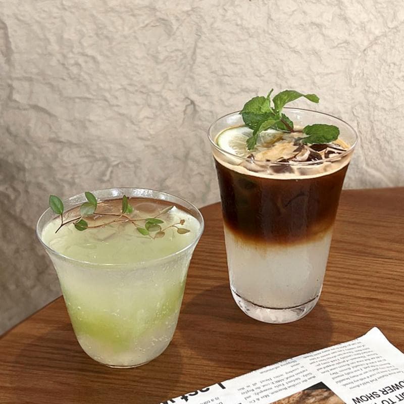 ins style glass coffee cup light iced American latte cup simple tea cup cocktail cup cold drink cup