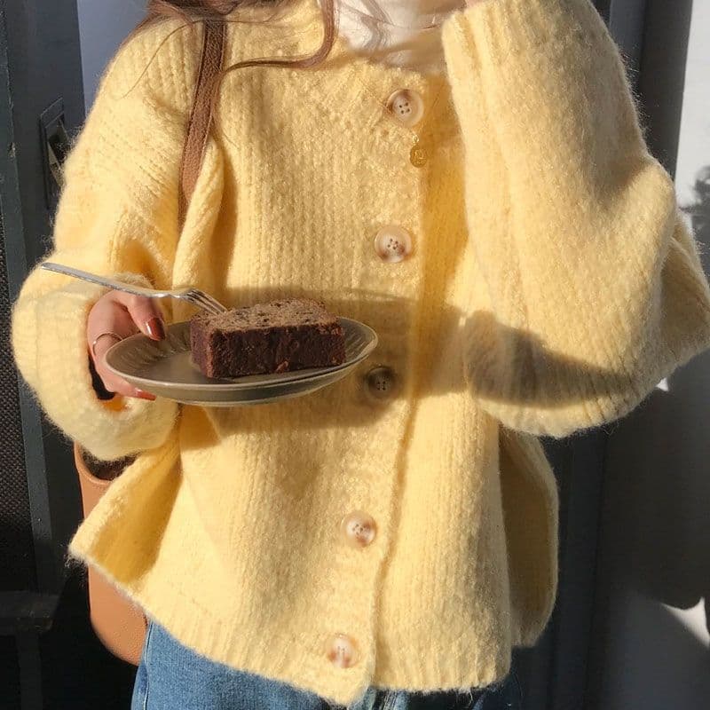 Korean Soft Style Women's Sweater Spring Fall 2025 New Retro Casual Long Sleeve Knit Cardigan Coat