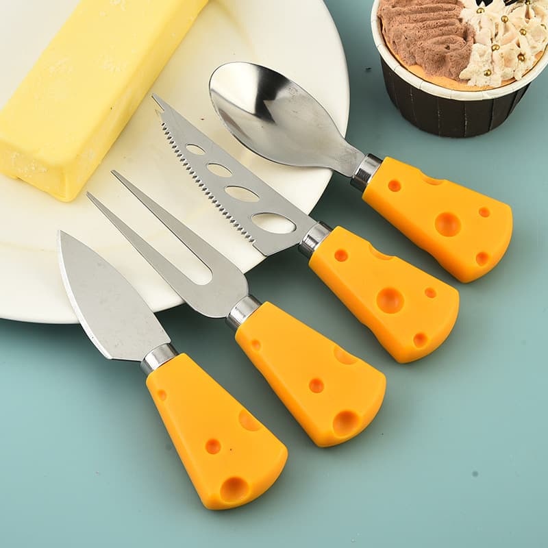 Stainless steel wooden handle cheese knife kitchen butter cheese knife household cheese pizza spatula cutlery fork baking tools