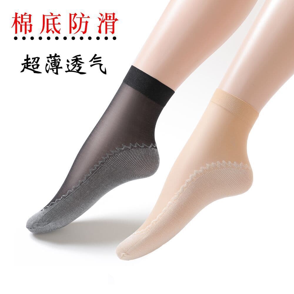 Wholesale Women's Short Socks Summer Crystal Thin Steel Wire Anti-Slip Cotton Bottom Carnation Odorless Foot Socks
