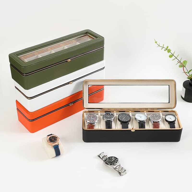 PU leather high-end watch storage box couple waterproof new large dial mechanical watch window display box