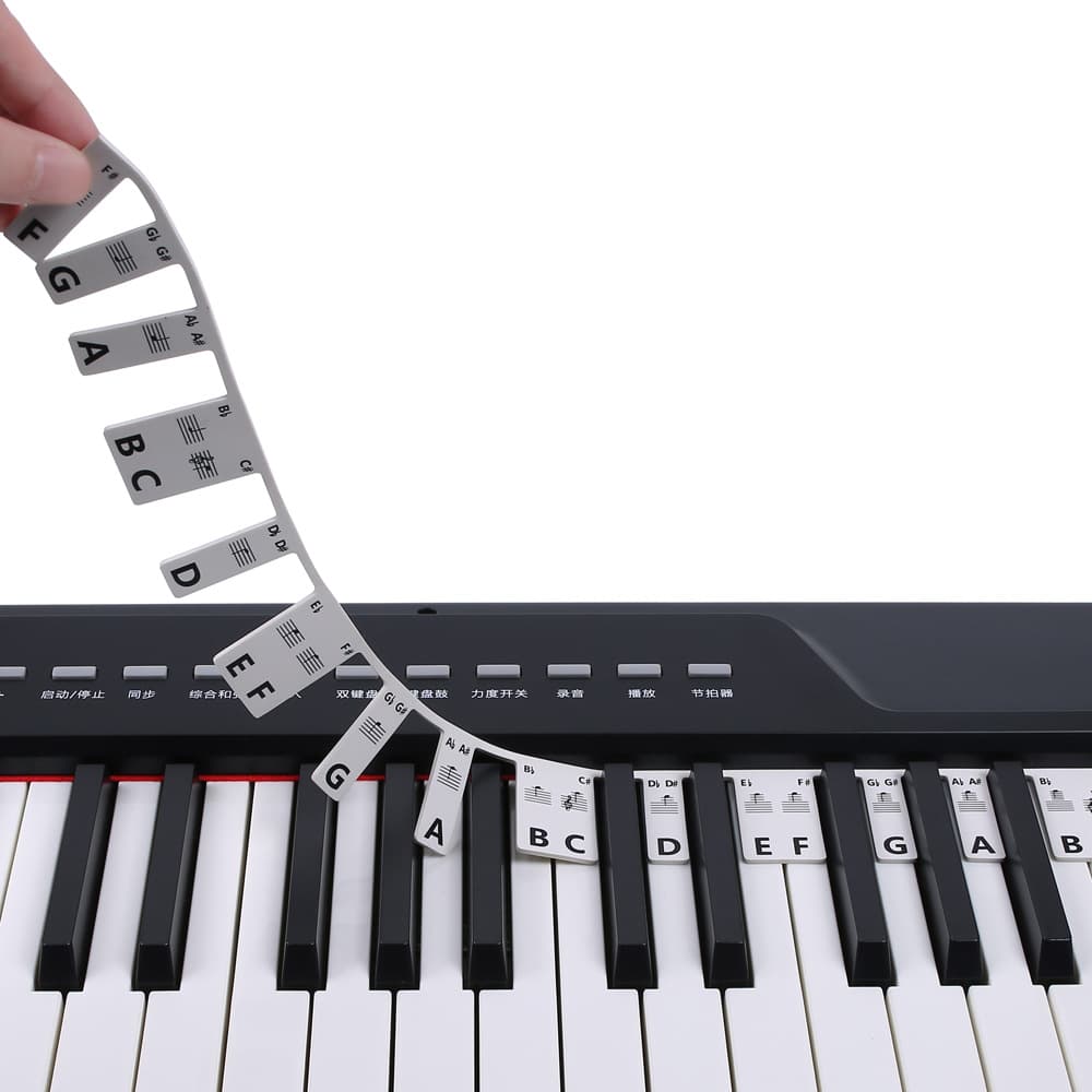 88-key piano keyboard stickers, piano keyboard stickers, adhesive-free piano stickers, removable silicone piano stickers
