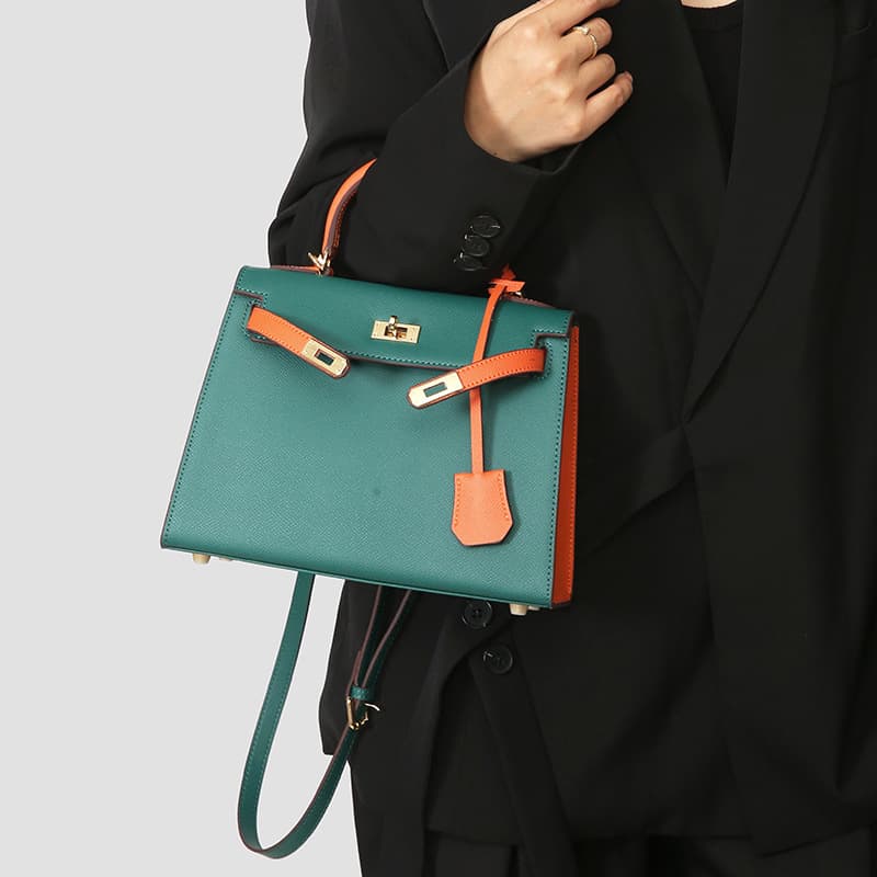 25cm Two-Tone Second Generation Epsom Leather Kelly Bag 2025 New Premium Handbag Shoulder Crossbody Bag for Women