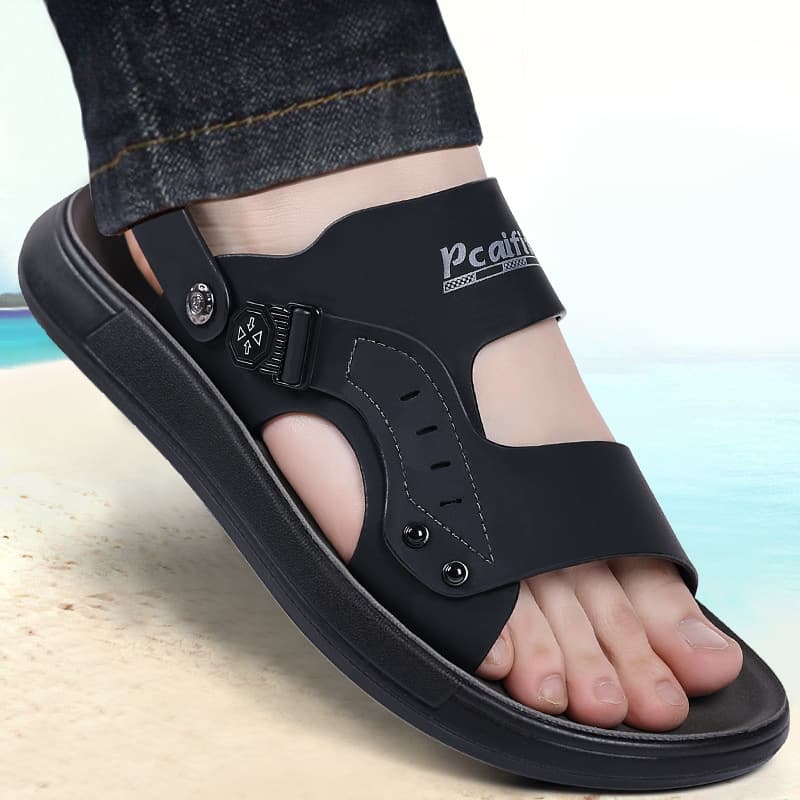 Men's Sandals Summer New Style Casual Anti-slip Wear-resistant Beach Shoes Men's Versatile Trendy Slippers Thick Sole Home and Outdoor Wear