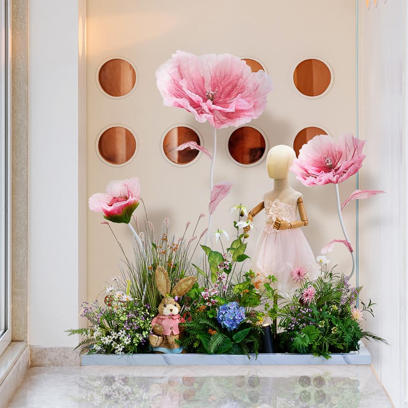 Artificial Flower Scene Decoration for Internet-Famous Window Display, Indoor Fake Flowers for Women's Clothing Store, Beauty Salon Soft Decor