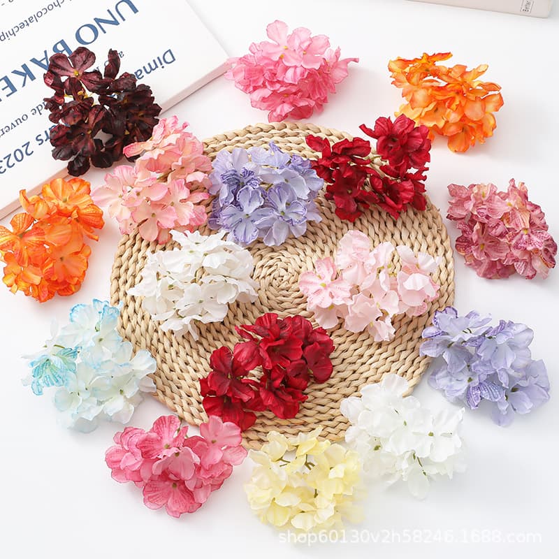 Simulated Flower Burnt Edge Hydrangea Head DIY Handmade Materials Hair Accessories Accessories Han Dynasty Flower Head Decoration Simulated Artificial Flowers