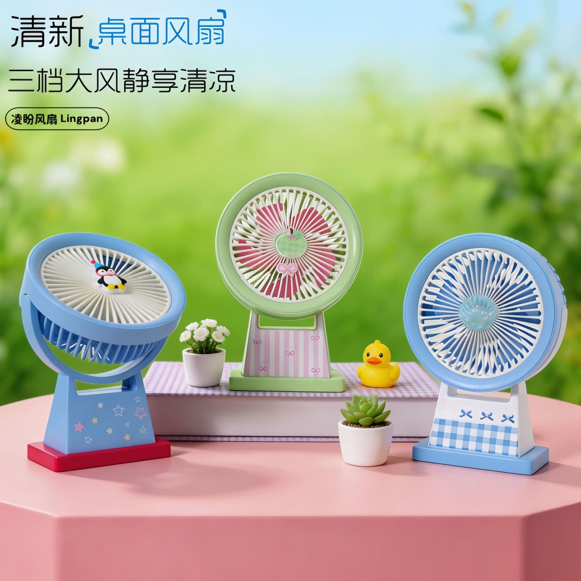 Cute Cartoon Desktop Fan with Adjustable Angle and Three Wind Speeds, Cooling Fan for Student Dormitories, Rechargeable Fan