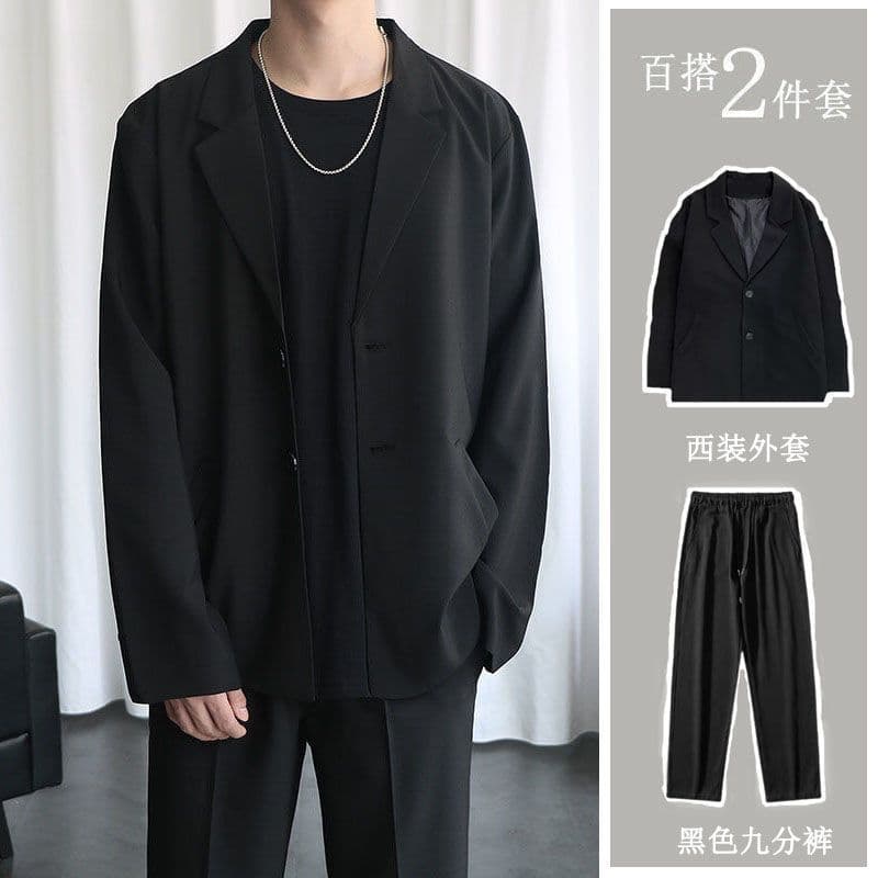 2025 Small Suit Men's Punk Handsome Autumn Casual Business Suit Jacket Loose Korean Style Trendy Handsome Unisex