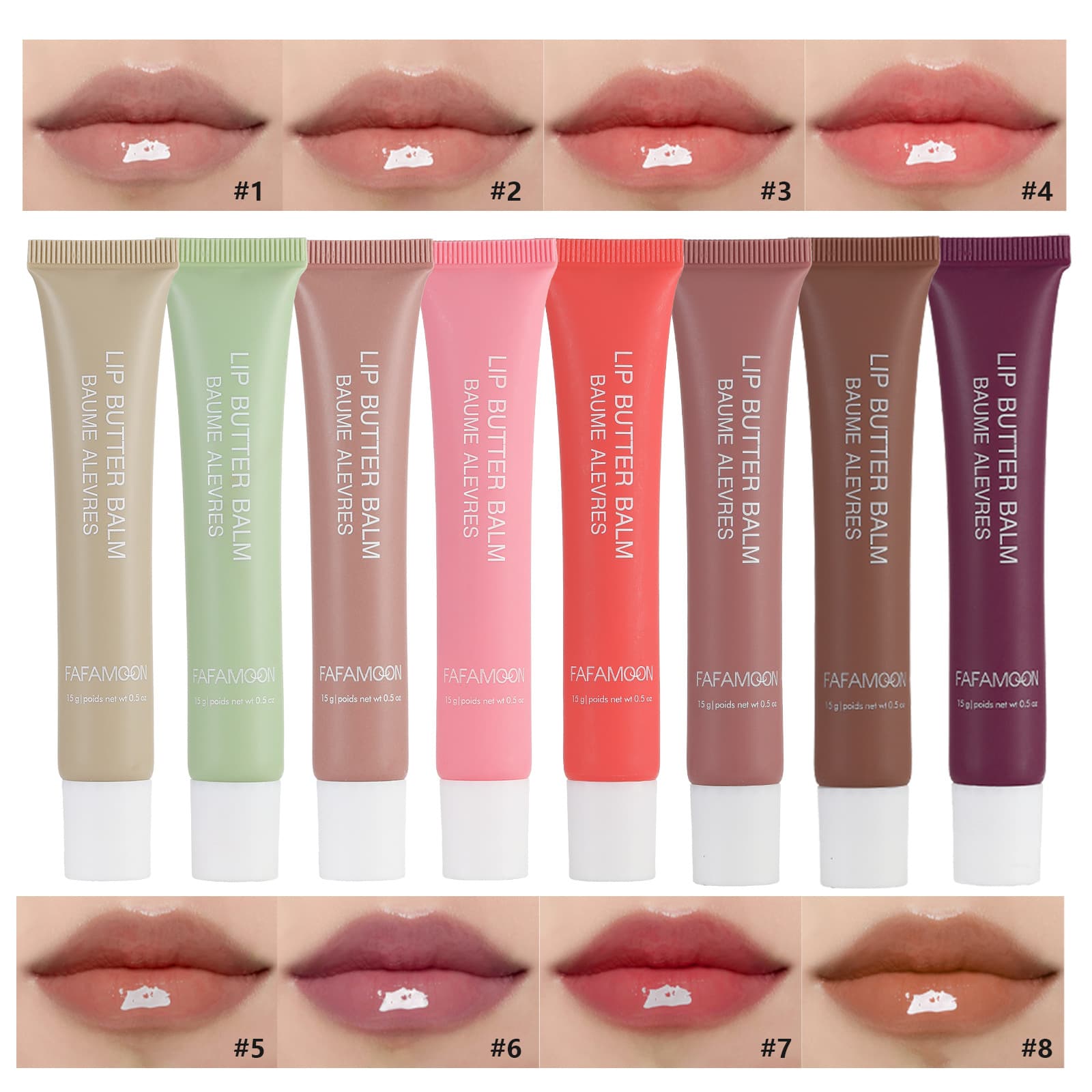 Butter 8-Color Moisturizing Lip Gloss Plumping Lip Gloss Brightening Hydrating Lip Balm Lip Gloss FAFAMOON Color-Changing Lipstick Non-Stick Cup