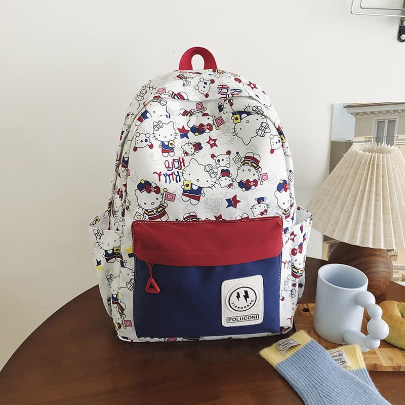 Campus Style Cute Kt Niche Versatile School Bag Printed Graffiti Large Capacity Lightweight Backpack Simple Casual Backpack