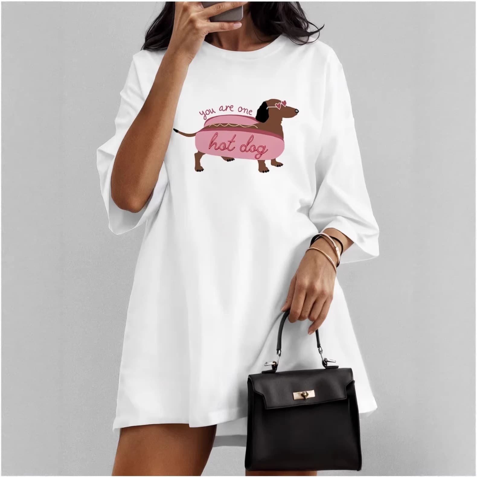 100% Pure Cotton Short-Sleeved T-Shirt, American Style, Stylish, Flattering, Comfortable, Stylish Design, Suitable for Work, Slimming Top for Women