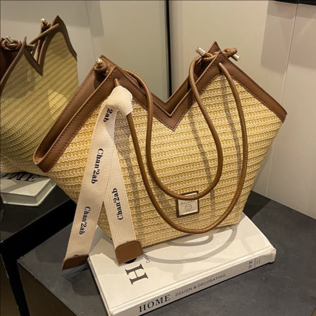 Woven Straw Bag for Women, Large Capacity, 2026 New Style, Summer Beach Shoulder Bag, Beach Vacation, Commuting Tote Bag