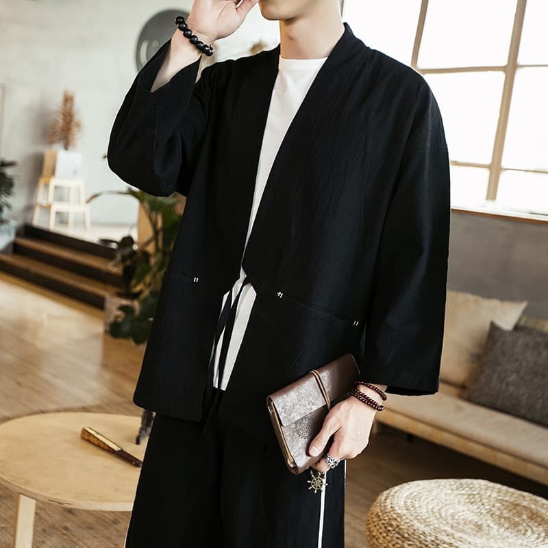 Summer Jacket Men Chinese Style Cardigan Japanese Vintage Tang Suit Hanfu Top Casual Dao Robe Zen Jacket