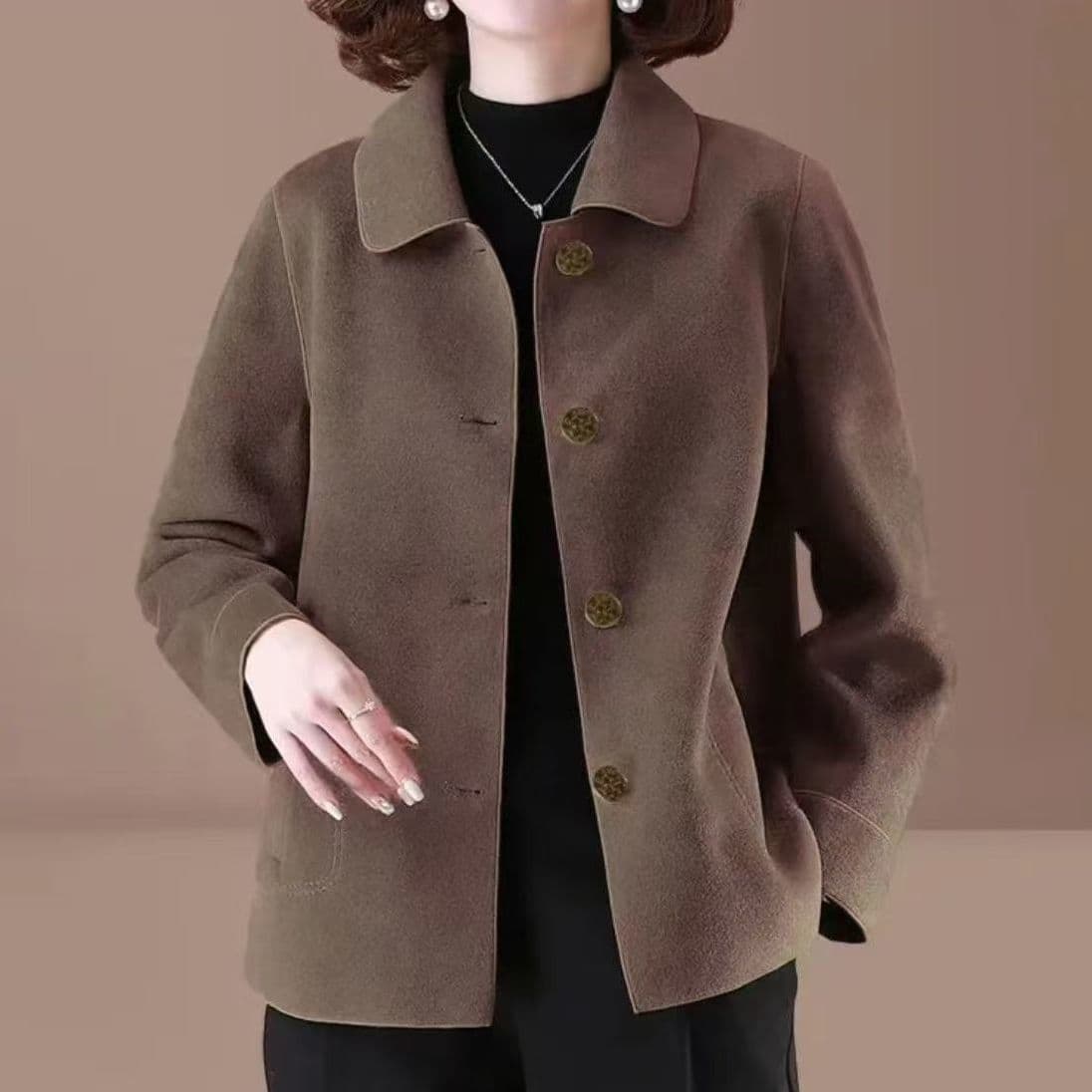 Spring and autumn new style double-sided velvet double-sided woolen mother's coat lapel short coat woolen short coat western style