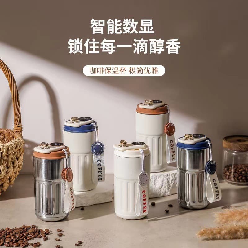 Taylor Bear striped coffee cup, smart high-looking stainless steel coffee cup, portable car cup with a rope