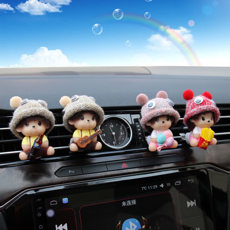 Cute Cartoon Couple Car Vent Clip Perfume Air Freshener Aromatherapy Car Interior Decoration for Women