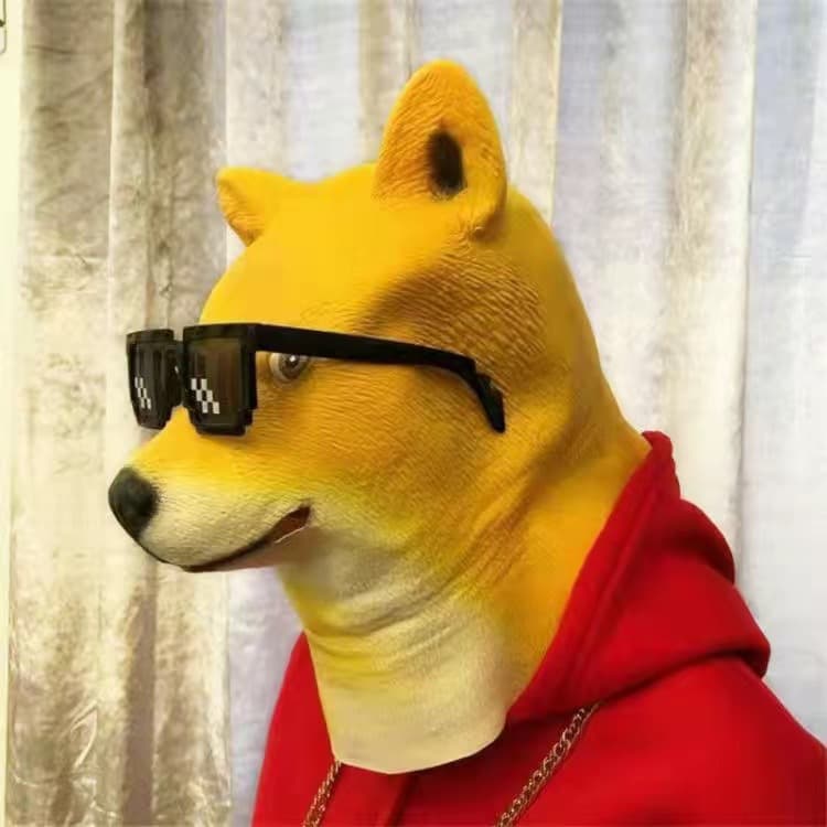 Doge Spirit Pollution Party Mask Dog Head Cover Magical Dog Head Face Mask For Single Dogs Party Supplies