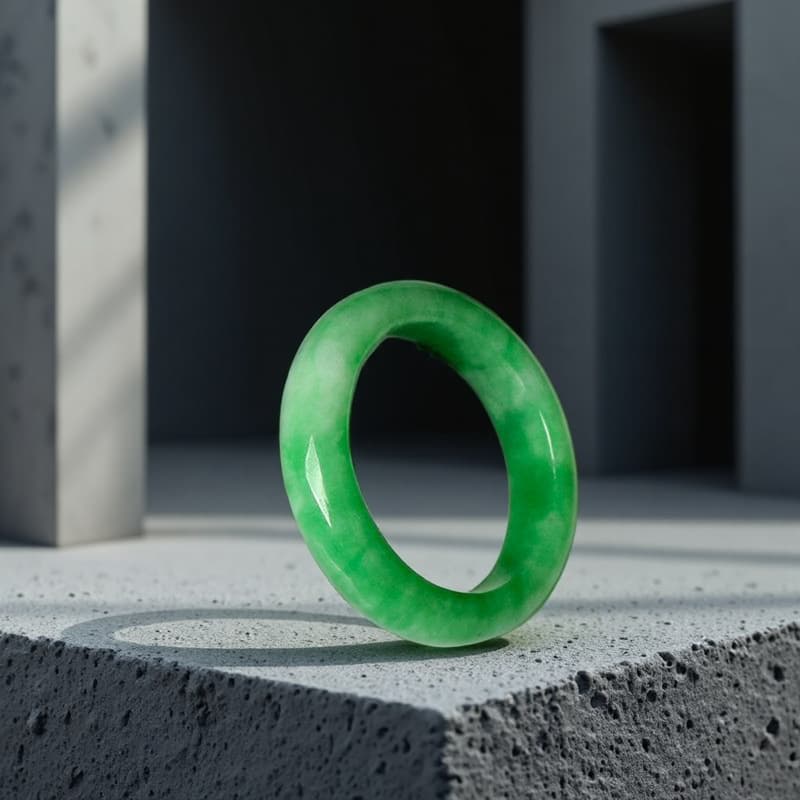 Full green flower cyan dry green ring for men and women, imperial green iron dragon raw jade floating flower tail ring couple jade ring