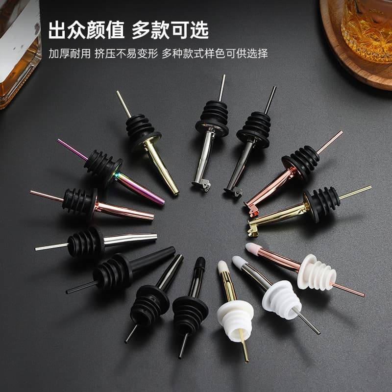 Cross-border stainless steel natural color bar pourer, bartending cocktail spout, oil bottle stopper, oil pouring spout, Amazon bartender