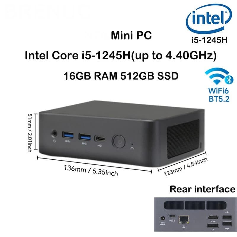 New i5-12450H/13500HX High-Performance Mini PC for Gaming, Design, and Office Desktop Computer