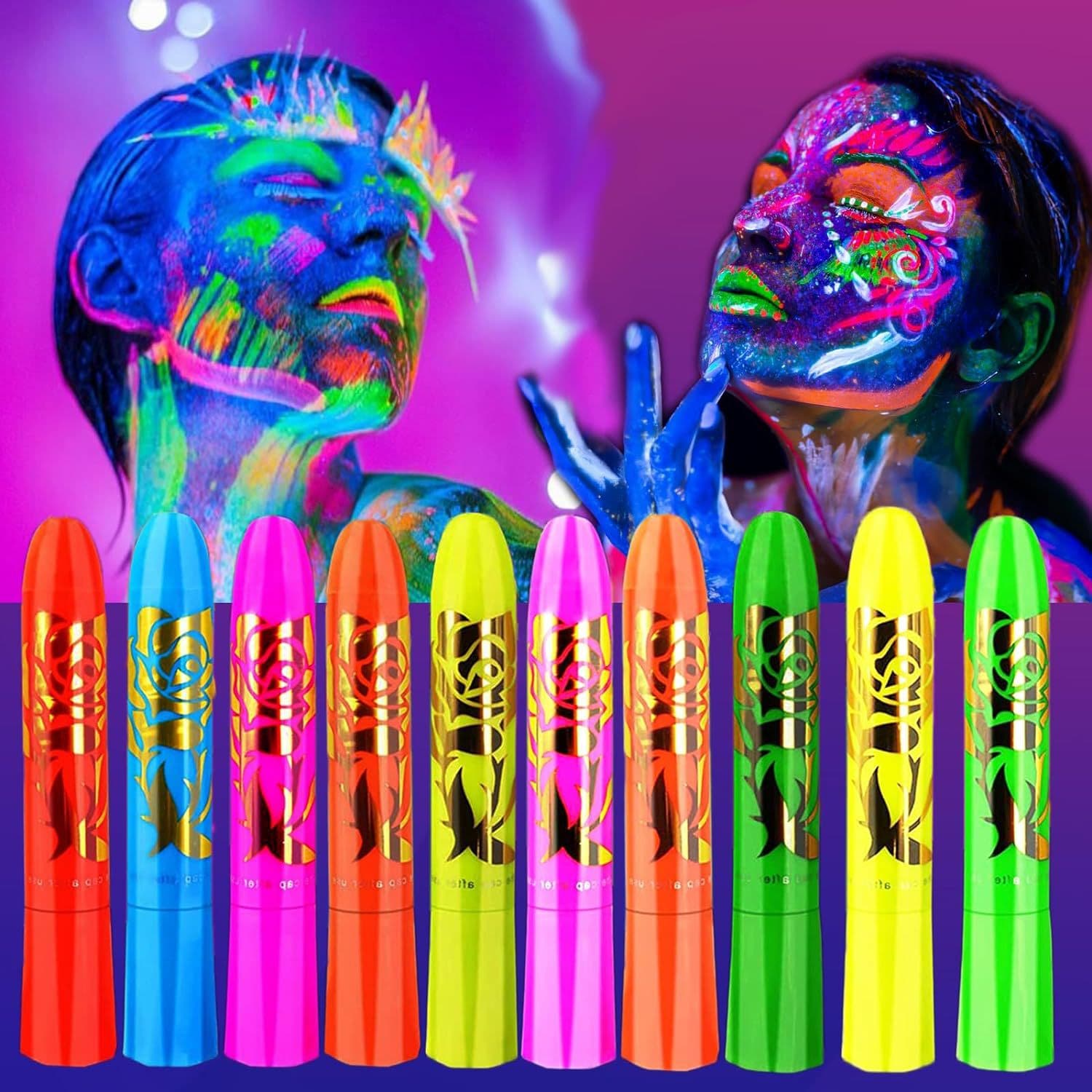 10-Color Glow-in-the-Dark Face Paint Body Art Halloween Water-Based Crayon Festival Makeup Pigment for Cross-Border